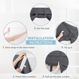 RYB HOME Blackout Door Curtains 2 Panels Set, Privacy Insulating Glass Window Door Blind Shdes for French Door Nana Door Sidelight Door Office, W 26 x L 72, Grey