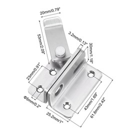 sourcing map Flip Gate Latches, 62mm Stainless Steel Slide Bolt Latch Door Lock Catch with Padlock Hole for Barn Cabinet Pet Cage Wood Fence Garage Window (Left Open, Silver)