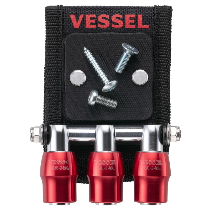 VESSEL QB-10MB3R Quick Catcher 3 Row Holder with Magnet, Red