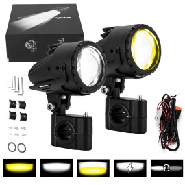 CB 60W Fog LED Auxiliary Driving Amber White Lights Wire Kit for Motorcycle ATV UTV