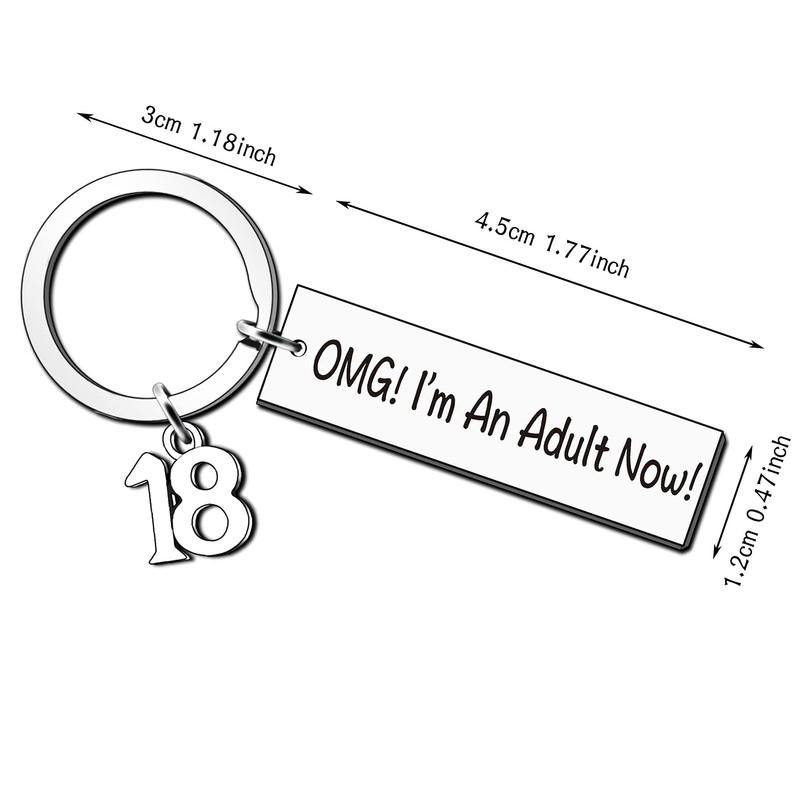 AMZQ 18th Birthday Keyring 18th Birthday Gifts for Girls Boys
