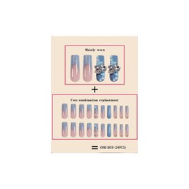 Faviana Rejoice 24pcs Long-Lasting Press-On Nails – Elegant Designs in Floral, Gradient & Glitter – Reusable Full Cover False Nails for Women