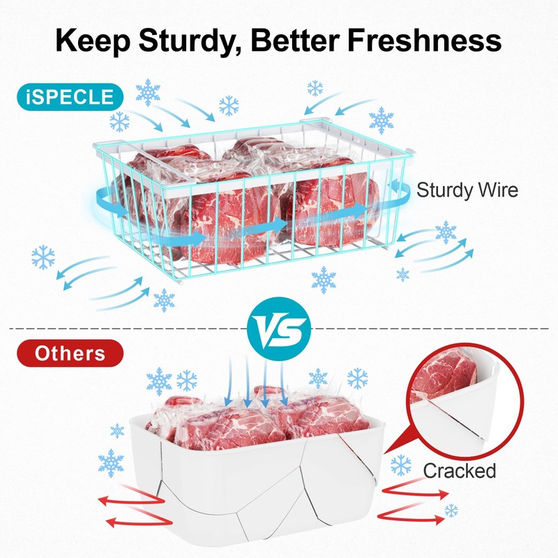 iSPECLE Chest Freezer Organizer Bins - 8 Pack Stackable Freezer