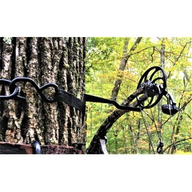 BWD Bow Hanger - ON Your Tree Faster Than Your Old Screw-in - Legal on All State and Federal Lands - 500 LB Rated Ratchet Strap and Heat Treated Steel - Black