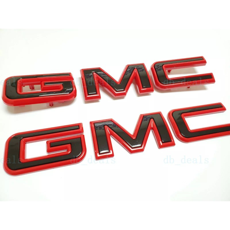 GMC 2PC Front Rear Red Black Emblem 2019-2024 GMC Sierra