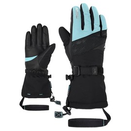Ziener Kalice Women's Ski Gloves / Winter Sports Waterproof Long Cuff Black River Blue 7.5