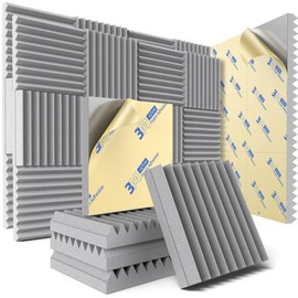 36 Pack Sound Proof Foam Panels for Wall with Self Adhesive, 2" X 12" X 12" High Density Acoustic Panels Sound Absorbing Quick-Recovery, Wedges Soundproof Wall Panels for Gaming & Studio Decor - Grey