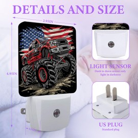 Monster Truck Night Light,Funny Plug-in Night Lights with Dusk-to-Dawn Sensor for Bedroom,Bathroom and Living Room Sleep Friendly lamp 0.5w