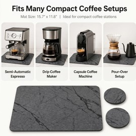 Stone Coffee Bar Mat for Countertop, Diatomaceous Earth