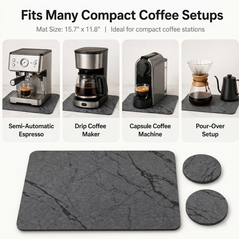 Stone Coffee Bar Mat for Countertop, Diatomaceous Earth
