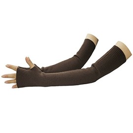 LSHARON SILK Women's Cashmere Warm Long Fingerless Gloves Winter Arm Warmer (Coffee)