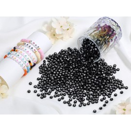 AWARDSEN 1500 x Letter Beads for Bracelets Black, 7 mm Acrylic Letter Beads, White Letters, Spacer Beads for Bracelets for DIY, Suitable for Necklaces, Bracelets, Crafts