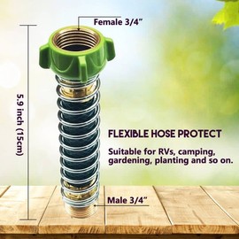 HQMPC Adaptador de extensión de manguera de jardín, protector de torceduras, protector de manguera flexible RV de 3/4 pulgadas, manguera de jardín de resorte en espiral, 2 unidades