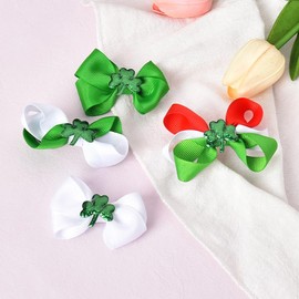 St Patricks Day Accessories for Hair Green Bow Hair Clips for Women Shamrock Hair Bows for Girls St. Patricks Day Gifts for Teens Bowknot Hairpins Hair Slide Clip Set 4 Pcs