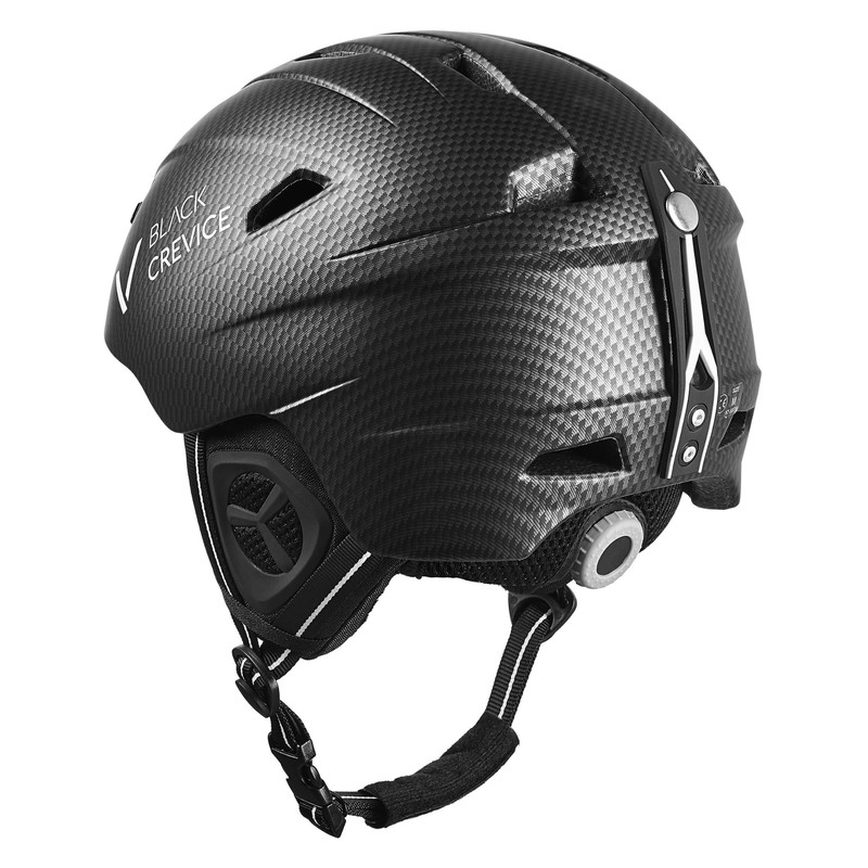 Black Crevice Adult Ski Helmet Stripe, Matt Black Carbon/White, L