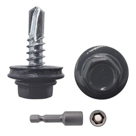 Marcopol Pack of 150 Metal Roofing Screws 4.8 x 19 mm Self-Drilling Screws with EPDM Washers Painted Hex Washer Tapping Screw (150, RAL 7016) Grey