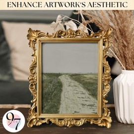 97 Decor Vintage Picture Frame 8x10 - Gold 8x10 Picture Frame, Elegant Antique Frames 8 X 10 With Glass Front, Fancy Ornate Frame 8x 10 For Photo Display Tabletop And Wall Mounting,