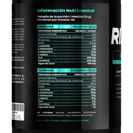 Aminoácidos BCAAs de 40 Servicios. Carnitina, CLA, Glutamina y Electrolitos. BCAA 3X (Fruit Punch) Get Ripped.
