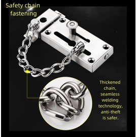 Stainless Steel Anti-hotlink Latch, Sliding Bolt Latch with Chain, Household Double Safety Left and Right mounting latches (Cyan-Bronze)