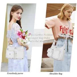 Angelkiss Women's Purses&Handbags Functional Crossbody Bags with Multi Pockets Shoulder Bag Purse (WHITE)