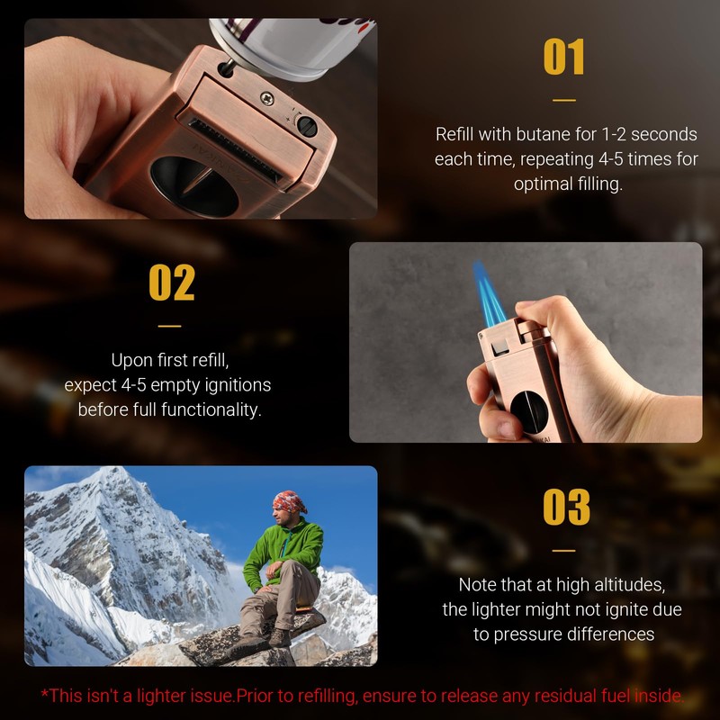 FANKAI Cigar Torch Lighter with Cigar V Cutter Cigar Punch