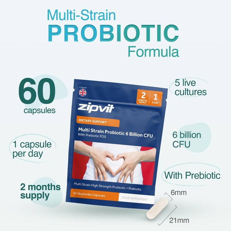 Zipvit Probiotics 6 Billion CFU with Prebiotic, Includes Lactobacillus &
