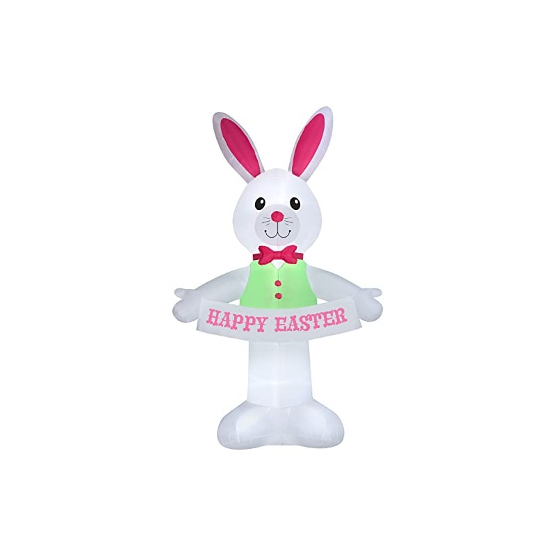 12.5ft Gemmy Airblown Inflatable Giant Easter Bunny w/Happy Easter Banner