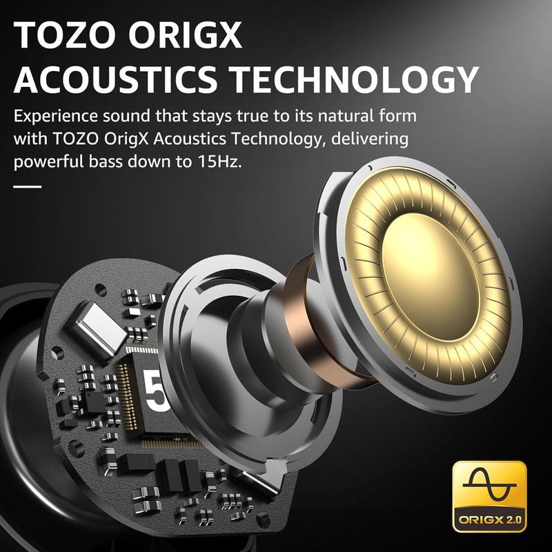 TOZO NC9 Hybrid Active Noise Cancelling Wireless Earbuds, 6 Mics