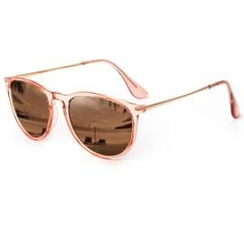 HENGOSEN Women's Polarised Sunglasses: Polarised Sunglasses Women's Retro UV Protection Vintage Sunglasses, 19-Crystal Pink/Gold/Brown
