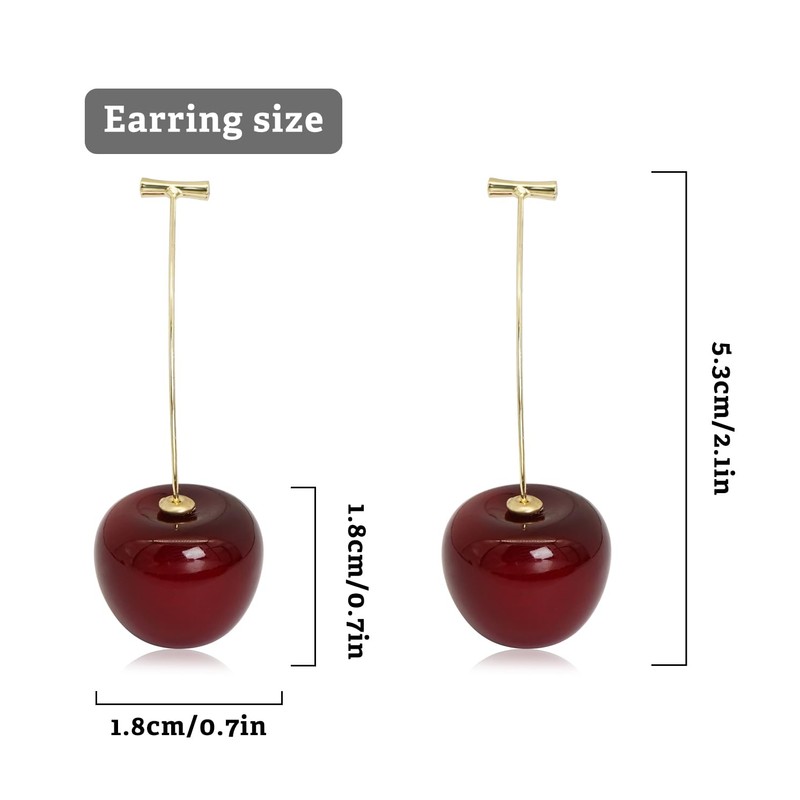 Yiqeenho Cherry Earrings for Women 3D Red Cherry Dangle Earrings