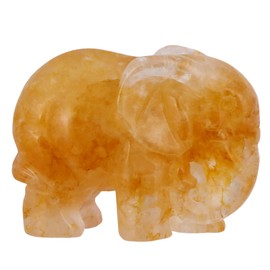 SMQ Citrine Crystal Elephant Figurine Gifts for Women,Carved Good Lucky Spiritual Pocket Small Animal Carvings Healing Statue Home Office Desk Decor Ornament,2''