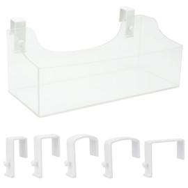 Cubical Wall Shelf - Office Hanging Acrylic Shelf Storage Organizer with 5 Different Size Hooks Fit for Near All Desk Partition Divider Office Essentials for Phone,Magazine,Stationery(Clear)