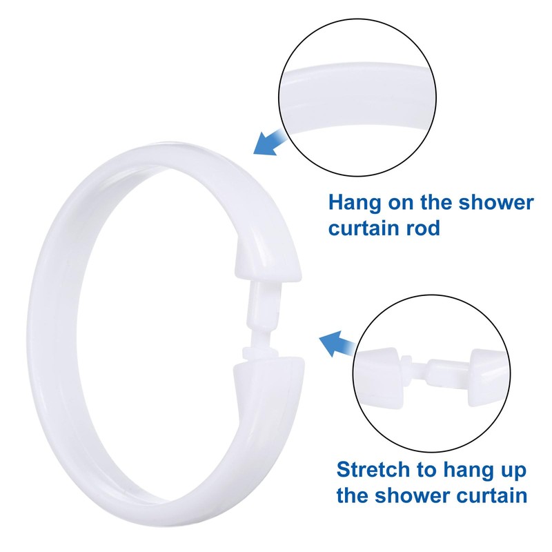Sourcing Map 12 Pcs Shower Curtain Rings, O-Shaped Plastic Rings