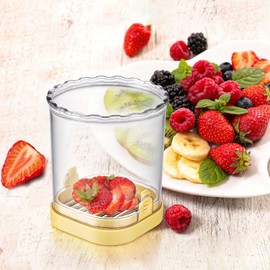 Generic Cup Slicer, Stainless Steel Fruit & Vegetable Speed Slicer for Strawberry, Banana, Multifunctional Kitchen Portable Slicing Tool