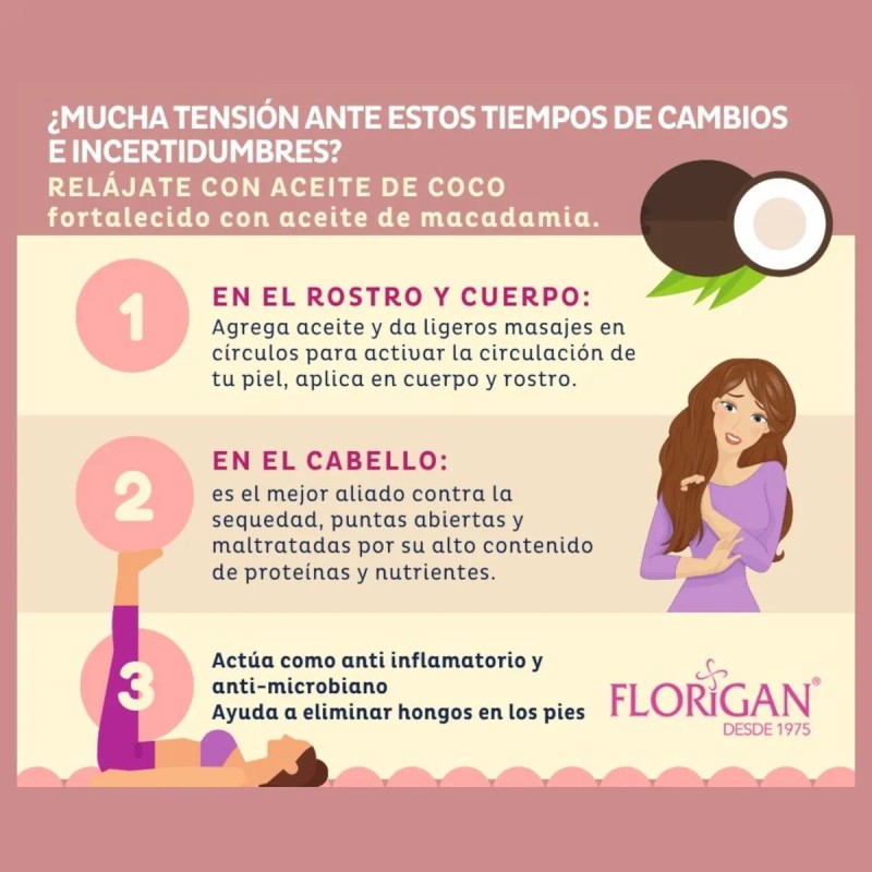 Aceite De Coco Y Macadamia Hidratante Relajante Florigan