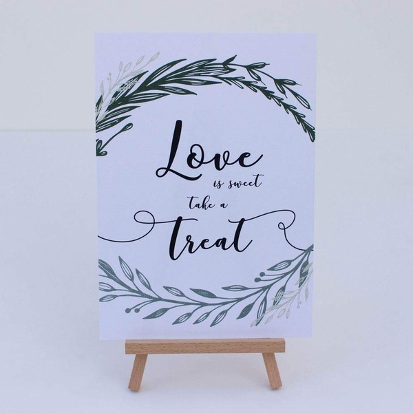 White Botanical Love is Sweet Card Sign and Easel Wedding