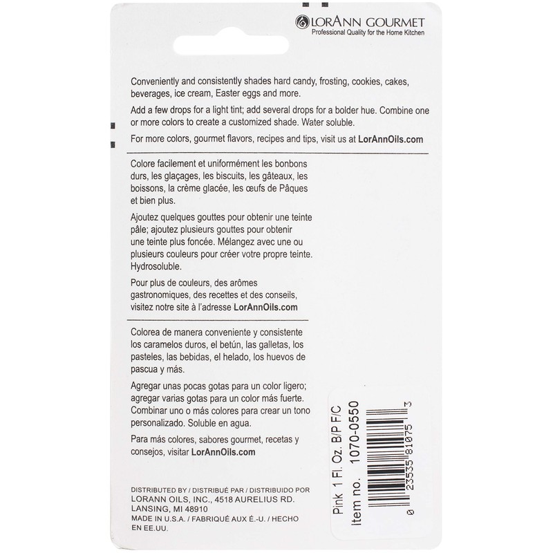 LorAnn Pink Liquid Food Color, 1 ounce squeeze bottle -