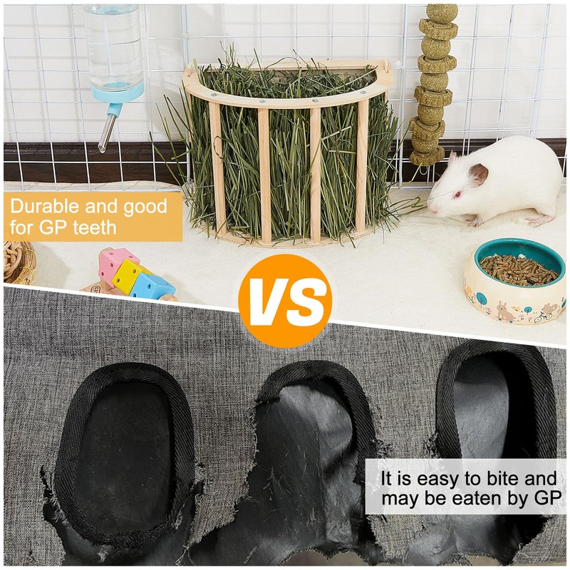 BeBeJoJo Guinea Pig Hay Feeder Wooden Rabbit Hay Feeder Big