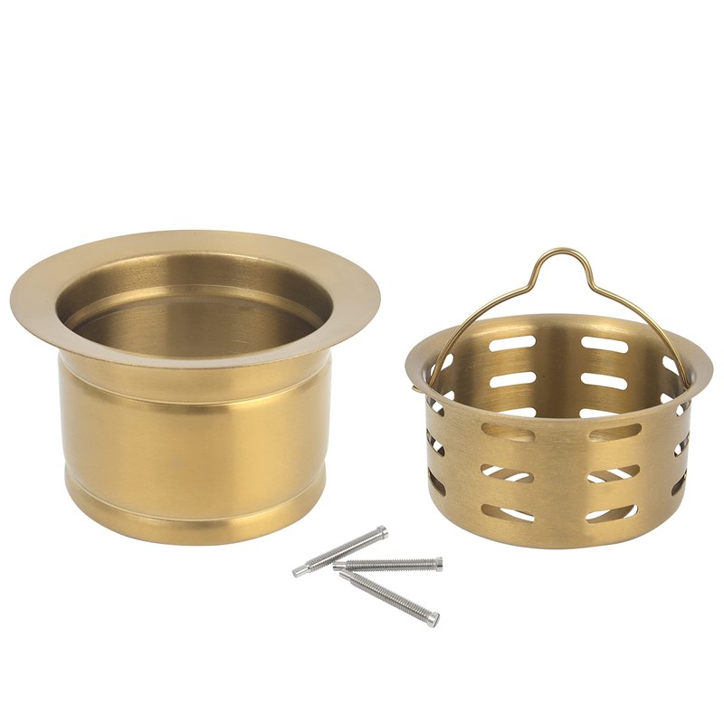 LQS Gold Extended Sink Flange with Deep Basket Strainer, Deep