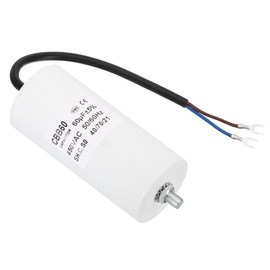 PATIKIL 60uf CBB60 Run Capacitor,AC 450V U Terminal Wires 50/60Hz Cylinder Bottom with M8 Screw for Washing Machine, Cleaning Machine Pump Motor Star