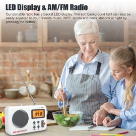 Portable FM/AM Radio & Alarm Clock: Retro Style with LED Display & Clear Speaker