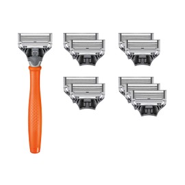 Harry's Wet Razor for Men - Orange Handle Razor Set - 10 Replacement Razor Blades