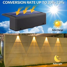 EGOBOO Solar Fence Lights Outdoor 6 Pack,Dusk to Dawn Deck Light,Solar Deck Lights IP65 Waterproof, Solar Outdoor Lights for Backyard/Railing/Wall/Step/Patio