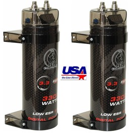 Bullz Audio 2pcs Bullz Audio 3.3 Farad Digital Capacitor Car Marine Audio 3300 Watts Power