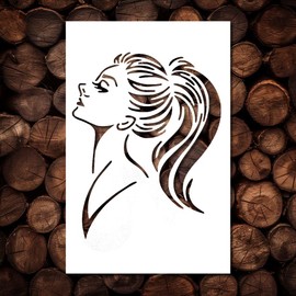 Long Hair Woman Stencil Template - Reusable Lady Art Human Figure Silhouette Stencils for Painting on Wood, Glass, Wall Rock, Walls, Canvas, Glassware, Spray Painting, Airbrushing, Crafts (5x8)
