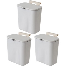 Sooyee 3 Pack 12L/3.2 Gal Kitchen Compost Bin for Countertop or Under Sink, Hanging Small Trash Can with Lid for Cupboard/Bathroom/Bedroom/Office/Camping,Compost Bucket White