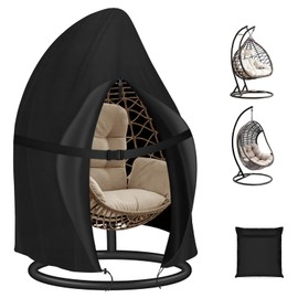 SIRUITON 120 x 207 cm 210D Rain Cover for Hanging Chair, Swing Chair, Tear-Resistant Oxford Fabric and Inner with PU Coating, Black