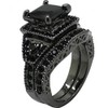 Kingray Jewelry Black Onyx Princess Cut Anniversary Wedding Bridal Ring