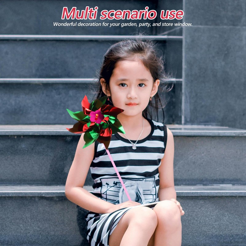 NUOLUX 10pcs Plastic Windmill Pinwheel Wind Spinner Kids Toy Garden