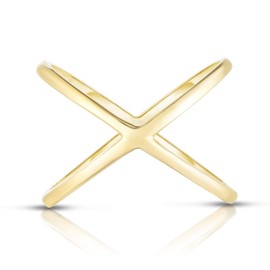 Brandlinger ® Atelier Cross Ring Made of Gold-Plated 925 Sterling Silver in Various Sizes, Sterling Silver